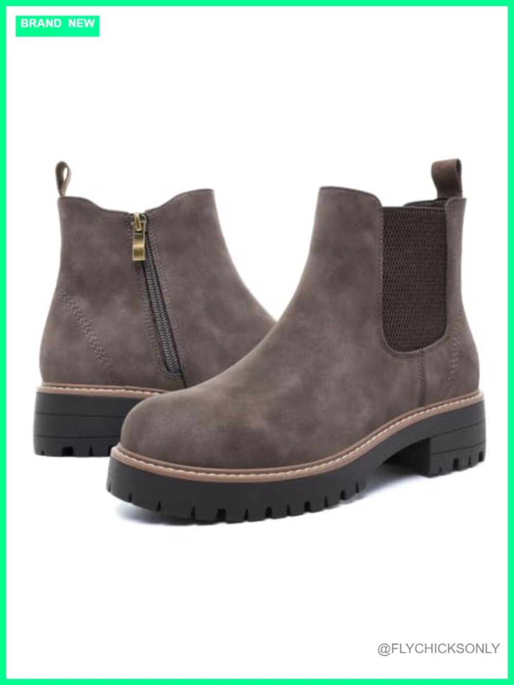 Women's Chelsea Ankle Boots Side Zip Chunky Low Heel Faux Leather Booties